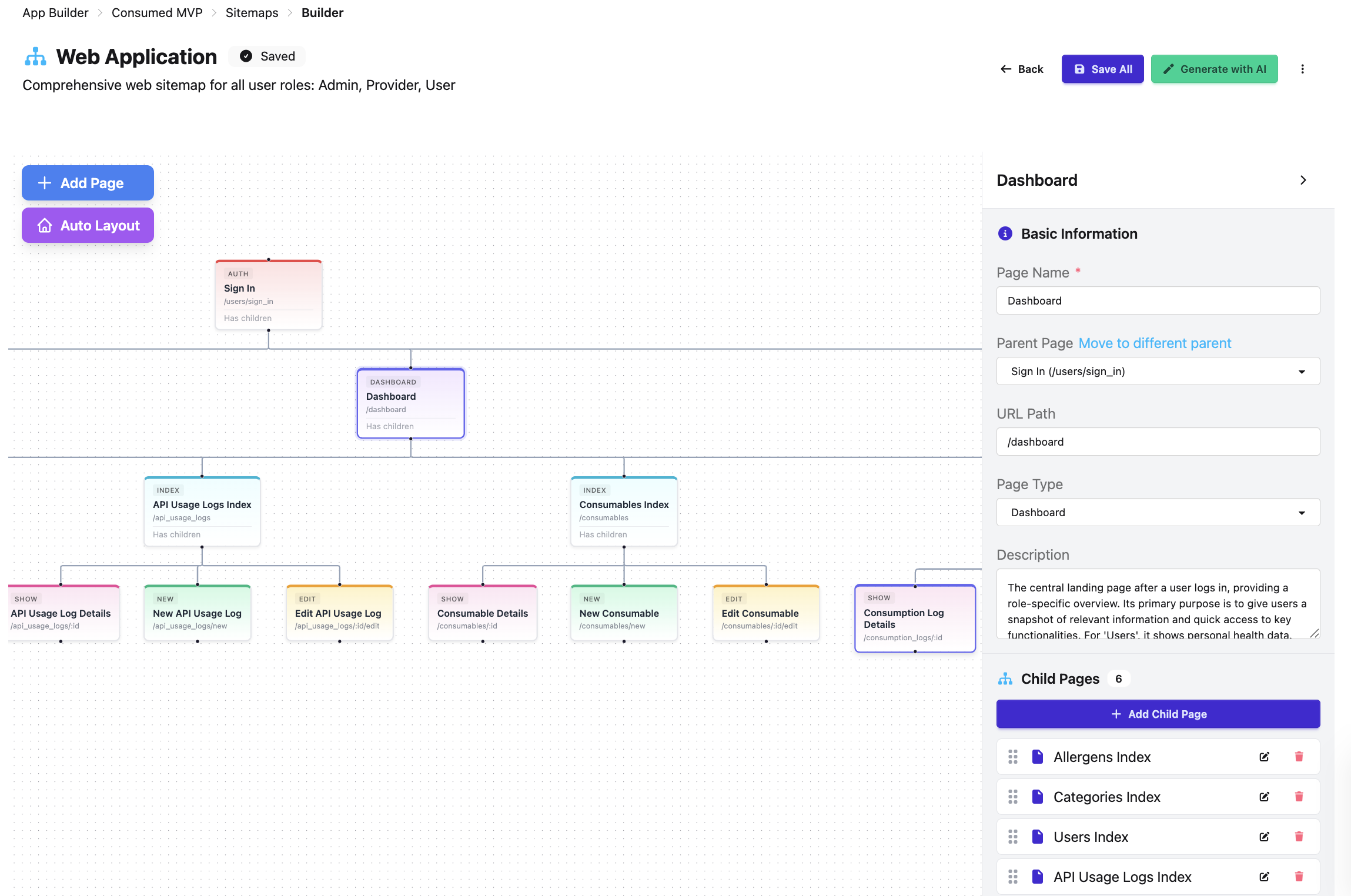 Sitemap & Architecture phase in AllSpark builder