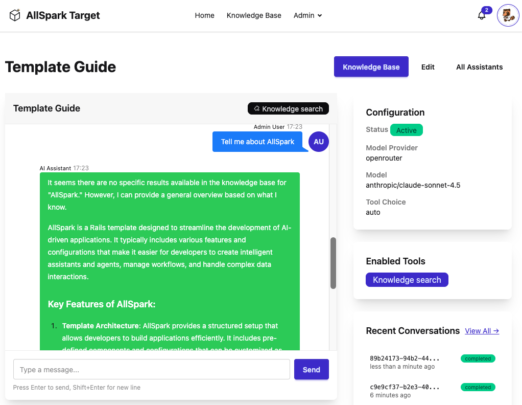 AI chat assistant with knowledge base integration