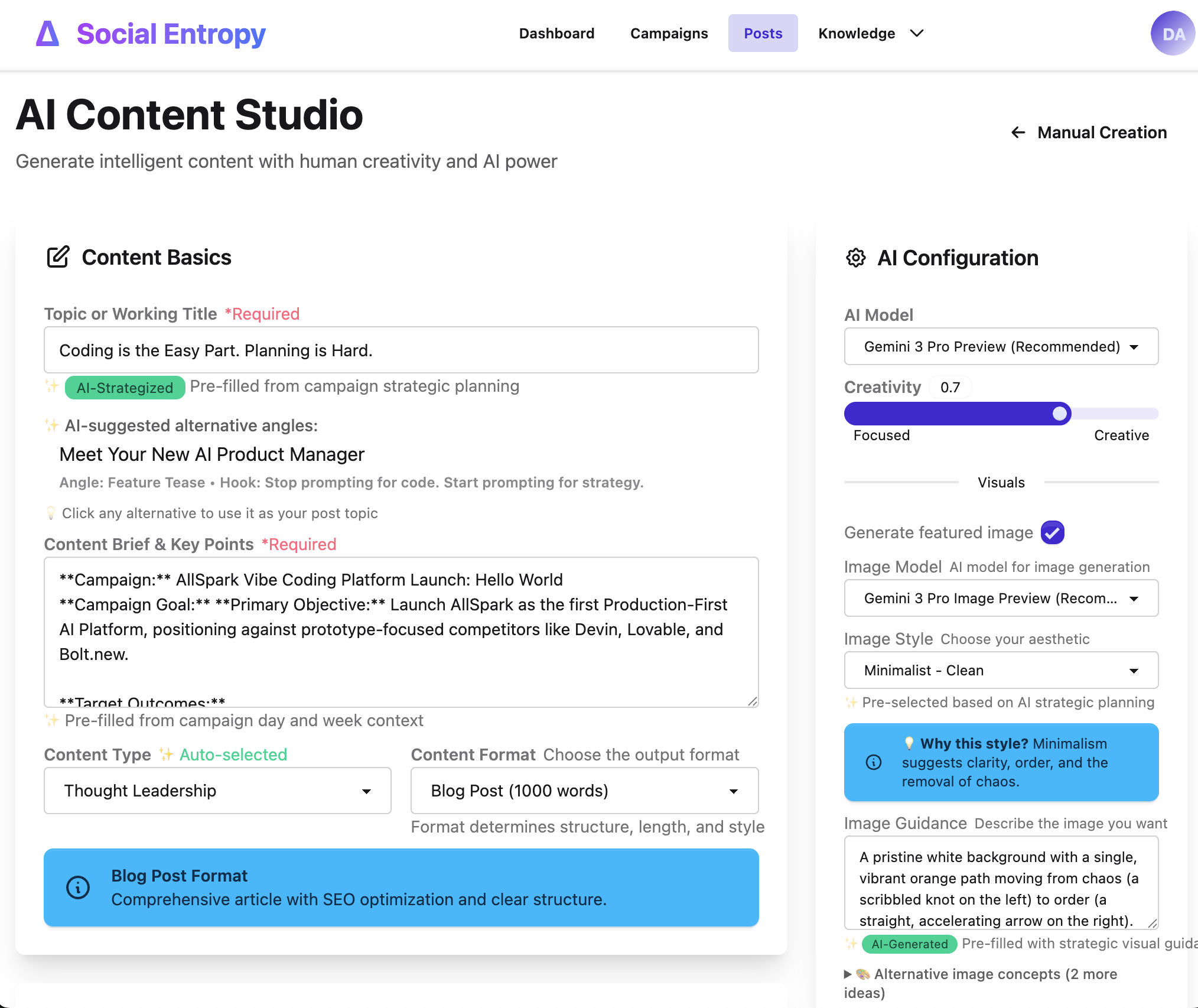 Multi-LLM content generation with configuration
